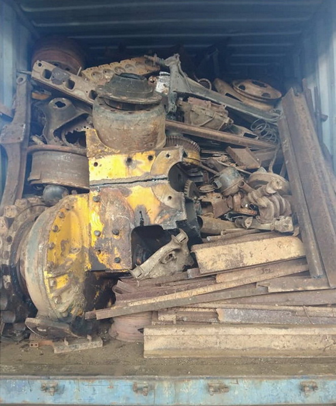 Overhead view of HMS 1&2 scrap metal piles in a recycling facility