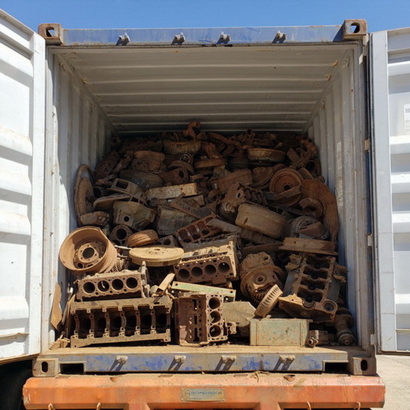HMS 1&2 heavy melting steel scrap loaded into a shipping container