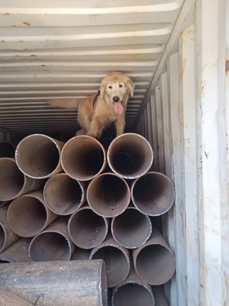 Various sizes of scrap metal pipes ready for processing